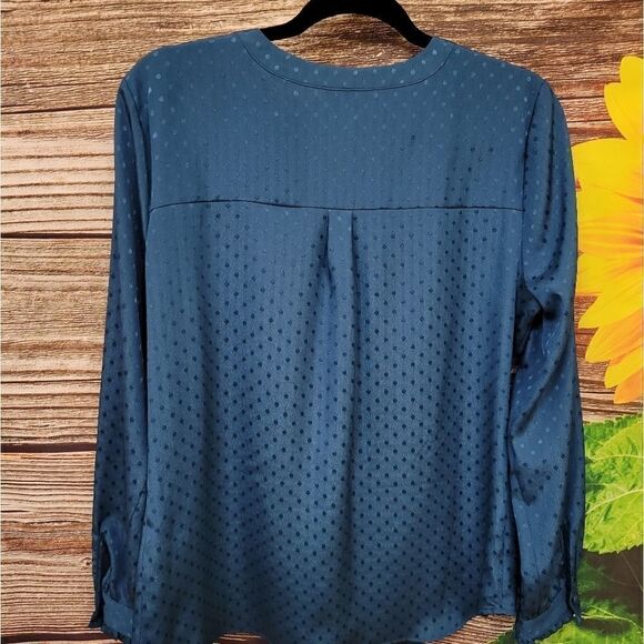 Elle long sleeve blue/green teal medium pre-owned - Picture 2 of 8